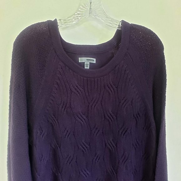 Sonoma Women's Navy Blue Scoop Neck Long Sleeve Knit Top Sweater - Picture 2 of 12